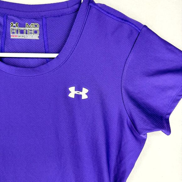 Under Armour Purple Fitted Workout Tee Womens Size M - Picture 4 of 9